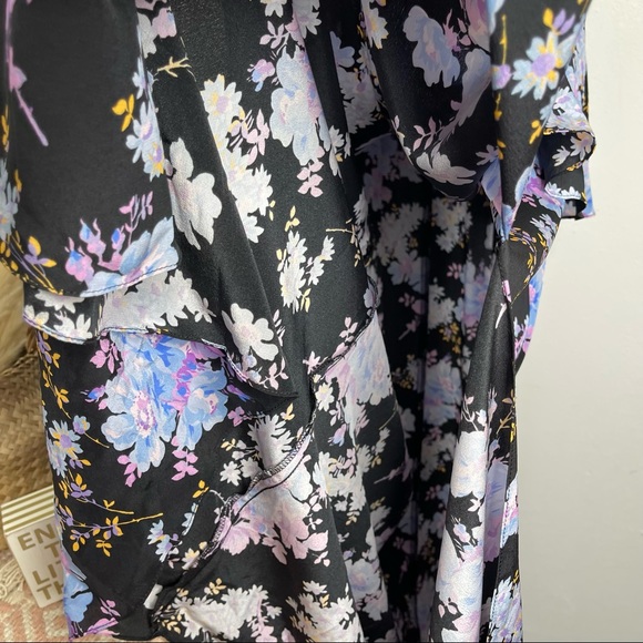 Les Rêveries Peplum Midi Cami Dress in Narcissus 100% Silk Floral Size 0 - Picture 14 of 17